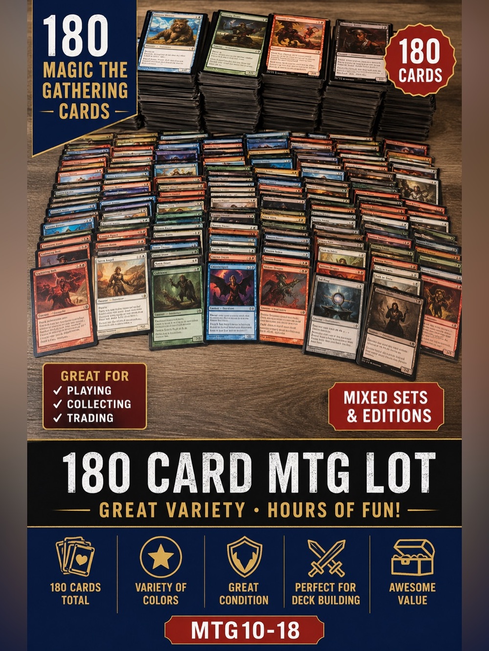 180 cards magic the gathering cards. 

MTG10-18